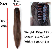 iLUU Long Thick Claw Jaw Ponytail 150g Straight Synthetic Fashion Grey Color Clip in Pony Tail Hair Extension Extensions (24 inches-straight, fashion grey)