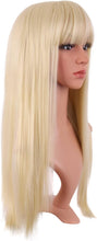 MapofBeauty 22 Inch/56 cm Long Straight Synthetic Hair Heat Resistant Party Cosplay Wig (Mixed Blonde)