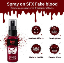 Fake Blood Gel Spray 50ml by Fright Fest Red Fake Blood liquid  SFX makeup looks great with face blood, liquid latex, white face paint, black face paint, body paint and spirit gum