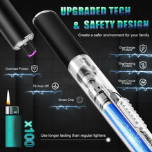 Candle Lighter Electric Lighter USB C Rechargeable Long Lighter Flameless Plasma Arc Lighter Windproof Electronic Lighter for BBQ, Fireworks, Candles, Gifts for Women (Black)
