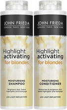 John Frieda Sheer Blonde Highlight Activating Moisturising Shampoo and Moisturising Conditioner Duo Value Bundle for Naturaland Colour - Treated Blonde Hair, 2 x 500 ml