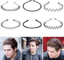 8 Pieces Headbands Wavy Hairband Spring Hair Hoop Black Unisex Men Women Slicked Back Headband Elastic Non Slip Outdoor Sports Fashion Yoga