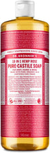 Dr Bronner Rose All-One Magic Soap, Non-GMO, Fair Trade Certified, Made With Organic Oils. Floral & Fresh Scent, Concentrated Liquid Soap, Suitable For Face, Body, Hair, Clothes, 100% Vegan, 945ml