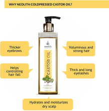 Neolith 100% Organic, Virgin Grade Cold Pressed Castor Oil, Non GMO, Hexan free- For Hair care, Skin care for Dry skin, Eyelashes, Eyebrows, Beard oil, Massage oil, Lash Growth 250 ml