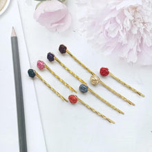 8Pcs Rose Flower Bobby Pins Floral Hair Clips Mental Hair Pins Pieces Accessories for Women Girls (Gold)