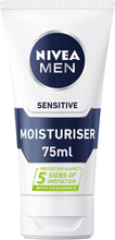 NIVEA MEN Sensitive Face Moisturiser with Zero Percent Alcohol, Sensitive Skin Moisturiser, Men's Skin Care Essentials, (75ml)