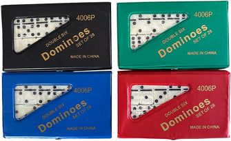 ASPIRE UK Double Six Dominoes Set of 28 Classic Domino Tiles with Random Color PVC Carry Case, Durable and Portable Travel Game for Adults and Kids