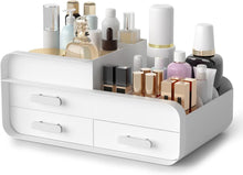 Macallen Makeup Organiser Cosmetic Storage Box, Make up Organizer Dressing Table Plastic Cosmetics Holder with Drawer - Vanity Cosmetic Stand Containers for Beauty Skincare Jewellery, White