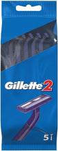 Gillette 2 Men's Disposable Razor, 5 Units - Pack of 2