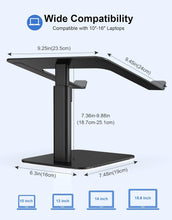 Babacom Laptop Stand for Desk, 8 Adjustable Height Aluminum Laptop Riser, Ergonomic Computer Stand Sit to Stand Laptop Cooling Pads Compatible with MacBook, Air, Pro and More 10"-16" Notebooks-Black