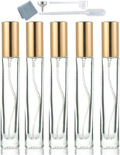 ELFENSTALL - Thick Glass 5pcs 10ml 1/3oz Gold Spray Bottle Refill Perfume Hydrating Fragrance Fine Mist Atomizer Cosmetic Container Round Tube Party Makeup Tool Travel Gift Sample