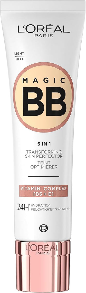 L'Oral Paris Magic BB Cream with SPF 20, 5-in-1 Skin Tint with Vitamin B5 and Vitamin E, Lightweight Hydrating Formula Adapts to Skin Tone for a Natural Glowy Finish, 30 ml, Shade: 02 Light