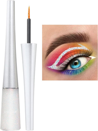 Liquid Eyeliner Pen, Glitter White Eyeliner Shimmer Gel Eyeliner, Residue-free Lightweight Eye Liner Pen Colourful Cruelty-Free Vegan Eye Make Up Liquid Eyeliner Gift For Women Girls (09 White)