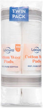 Lacura Pure Cotton Wool Pads 2 x 100 Twin Pack Non-Fleecing, No Shed, 100% Cotton, for Make-up Removal, Discs Face, Nails, Manicure