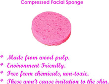 Compressed Face Sponge - Pack of 40 Pink  Cellulose Facial Sponges  Natural Cosmetic Spa Sponges for Facial Cleansing, Exfoliating Mask, Makeup Removal  Round Biodegradable & Reusable Face Pads