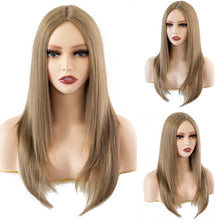 iShine Long Straight Ash Blonde Wigs for Women Layered Blonde Lace Wig Natural Synthetic Hair Blonde Wigs for Party Cosplay Daily Use