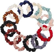 12 Pcs Satin Hair Scrunchies for Women Girls, Elastic Silk Hair Bands Skinny Hair Ties Soft Satin Scrunchies for Hair Accessories