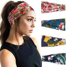 IYOU Boho Headband Flower Yoga Hair Bands Pink Sport Elastic Head Wraps Wide Polyester Running Headbands for Women and Girls (pack of 4)