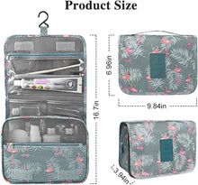 Hanging Toiletry Bag - Travel Portable Wash Bag Makeup Cosmetic Organizer for Women & Girls Waterproof Bathroom Shower Bag for Business Trip, Gym, Vacation & Household (Gray Flamingo)