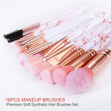 Makeup Brushes Sets Glamour Gaze 16PCS Pink Marble Make up Brushes Foundation Eyeshadow Concealer Eyebrow Blush Brush Set With Makeup Brush Holder and Silicone Mask Brush