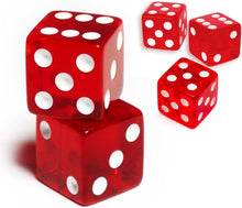 19mm D6 Six-Sided Gaming Transparent Casino Dice (Red Square, 5pcs)