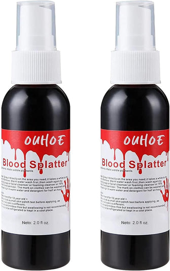 Fake Blood Spray, Halloween Fake Blood Eye Blood Drops, Blood Splatter Fake Blood Washable, Fake Blood for Clothes and Zombie Monster Vampire Clown Costume Cosplay Makeup, 2PCS