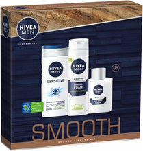 Nivea Men Smooth Shower & Shave Kit - Soothing 3 in 1 Shower gel 250ml, Shaving Foam 200ml, Post Shave Balm 100ml
