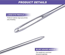 Large Eye Sewing Needles, 20 Pcs Large Eyed Blunt Ended Hand Sewing Needles Easy Thread Big Eye Yarn Wool Knitting Needle 2.3"