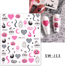 12 Sheets Halloween Nail Art Stickers Decals Self-Adhesive Cute Kids Spider Web Pumpkin Skull Bat Ghost Witch Nail Supplies Nail Art Design Decoration Accessories