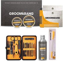 Groomarang 20pc Male Grooming Kit  All in One Mens Gift Set  Includes Beard Shaping Comb, Manicure Kit, Shaving Cream Gift For Him & More!