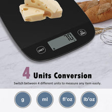 NUTRI FIT EK9690 Digital Kitchen Scale Ultra Thin Electronic Scale Multifunction Kitchen Scale Large Display Plastic Platform 5kg/11lb-1g lb.oz fl.oz g ml(Black)