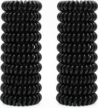 JOYOYO 20 Pcs Black Spiral Hair Ties Plastic Spiral Hair Bands Coil Hair Bands Telephone Cord Bobbles, Traceless Strong Hold Waterproof Ponytail Holders for Women and Girls