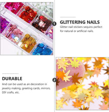 Lurrose 2 Boxes Maple Leaves Nail Art Manicure Sequin Stickers Holographic Maple Leaf Confetti for Fall Autumn Nail Art Decoration