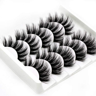 False Lashes Elocoise 5 Pairs 3D Eye Lashes Reusable Long Hand-made Faux Eyelashes for Eye Makeup (3D-47)