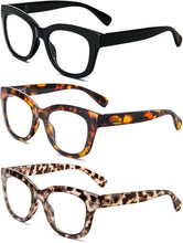 MMOWW Oversized Reading Glasses 3 Pack for Women Blue Light Blocking with Spring Hinge Computer Readers Ladies +1.5