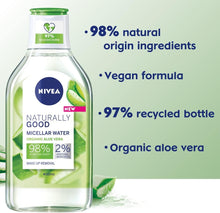 NIVEA Naturally Good Micellar Water (400ml), Natural Micellar Cleansing Water with Aloe Vera Fragrance, Purifying Makeup Remover, Soothing Face Wash, 99% Natural