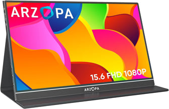 ARZOPA Portable Monitor, S1 Table 15.6'' 1080P FHD Laptop Monitor USB C HDMI Computer Display HDR Eye Care External Screen with Smart Cover for PC Mac Xbox PS5