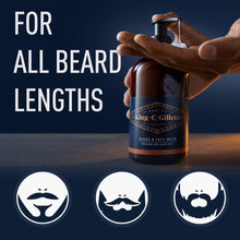 King C. Gillette Beard Shampoo & Face Wash, 350 ml, with Coconut Water, Argan Oil & Avocado Oil, Helps Beard Growth