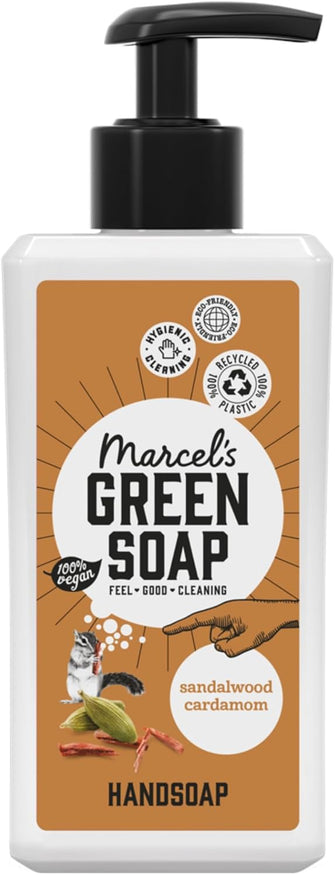 Marcel's Green Soap - Hand Soap Sandalwood & Cardamom - Handwash Dispenser - 100% Eco friendly - 100% Vegan - 97% Biodegradable - 250 ML