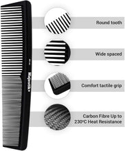 Hair Comb- a Professional Hairdressing Carbon Fibre Comb, Master Barber and Salon Comb, Anti Static, Heat Resistant, Strong & Durable, Medium and Fine Tooth in Black