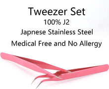 Lash Tweezers, Pack of 2 Stainless Steel Tweezers for Eyelash Extensions  Straight and Curved Tip Eyelash Tweezers  False Lash Application Tools (Pack of 2, Pink)