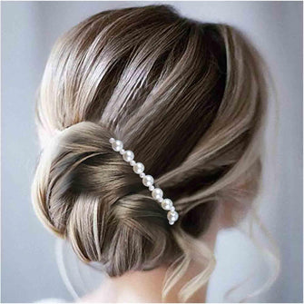 Allereya Pearl Hair Comb Barrette Pearl Hair Barrette Comb Faux Pearl Wedding Headpieces French Pearl Head Comb Clip Decorative Headwear Bride Hair Accessories for Women and Girls (Style A)