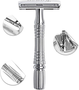 Kanzy Safety Razor for Men & Women Double Edge Single Blade Metal Reusable Razor Shaving Kit, Traditional Manual Razor for Perfect Shave