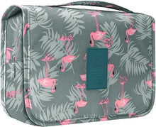 Hanging Toiletry Bag - Travel Portable Wash Bag Makeup Cosmetic Organizer for Women & Girls Waterproof Bathroom Shower Bag for Business Trip, Gym, Vacation & Household (Gray Flamingo)