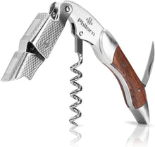 Philorn Professional Wine Opener Corkscrew Bottle Opener Foil Cutter All-in-one Stainless Steel Cap Remover with Rosewood Handle Best Choice of Housewives Sommeliers Waiters and Bartenders