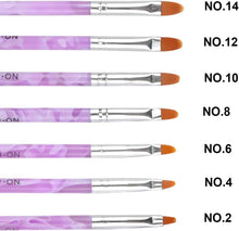 Jinlaili 7PCS Nail Art Brush Set, Purple Nail Art Tips Builder Brush, UV Gel Acrylic Nail Brush Nail Painting Brush Pen, Nail Art Design Painting Liner Pen Set, Acrylic Nail Brush Kit for Home Salon