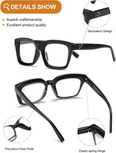 Hubeye 2 Pairs Retro Oversized Large Frame Reading Glasses for Women Men Black Square Fashion Oprah Style Blue Light Blocking Computer Reader +2.0