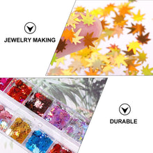 Lurrose 2 Boxes Maple Leaves Nail Art Manicure Sequin Stickers Holographic Maple Leaf Confetti for Fall Autumn Nail Art Decoration