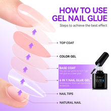 Gelike ec Gel Nail Glue: 6 in 1 UV Nails Glue Extra Strong for Clear Nail Tips 8ML Technological Brush On Nail Glue for Broken False Nails, MUST DRY UNDER NAIL LAMP