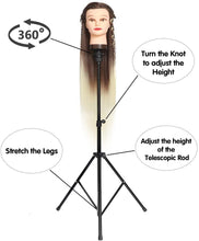 Mannequin Head Stand, DanseeMeibr Plus Adjustable Wig Stand Tripod (32.8-53.5Inch) Metal Wig Head Stand Head Stand for Hairdressing Training Canvas Head with Carry Bag